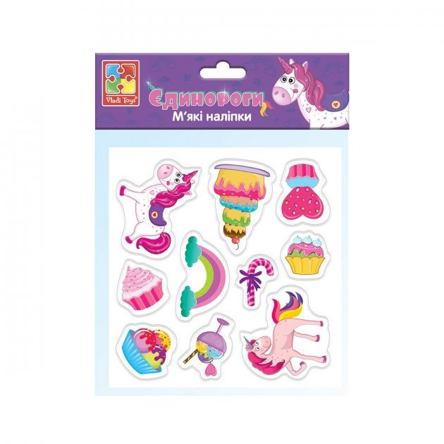 Набіір м'яких наклейок "Єдинороги" Vladi Toys VT4210-04 (укр), фото 1