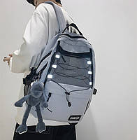 Рюкзак в корейском стиле с игрушкой-брелоком лягушка жаба жабка с рефлективными вставками для ноутбука учебы