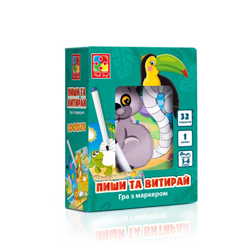 Настільна Гра mebelime Пиши та витирай "Зоопарк" Vladi Toys VT5010-20 укр
