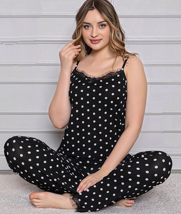 Пижама женская в горох ( штаны с майкой ) ОПТ, комплект домашний женский турецкий р.S M L XL - фото 1 - id-p1817870517