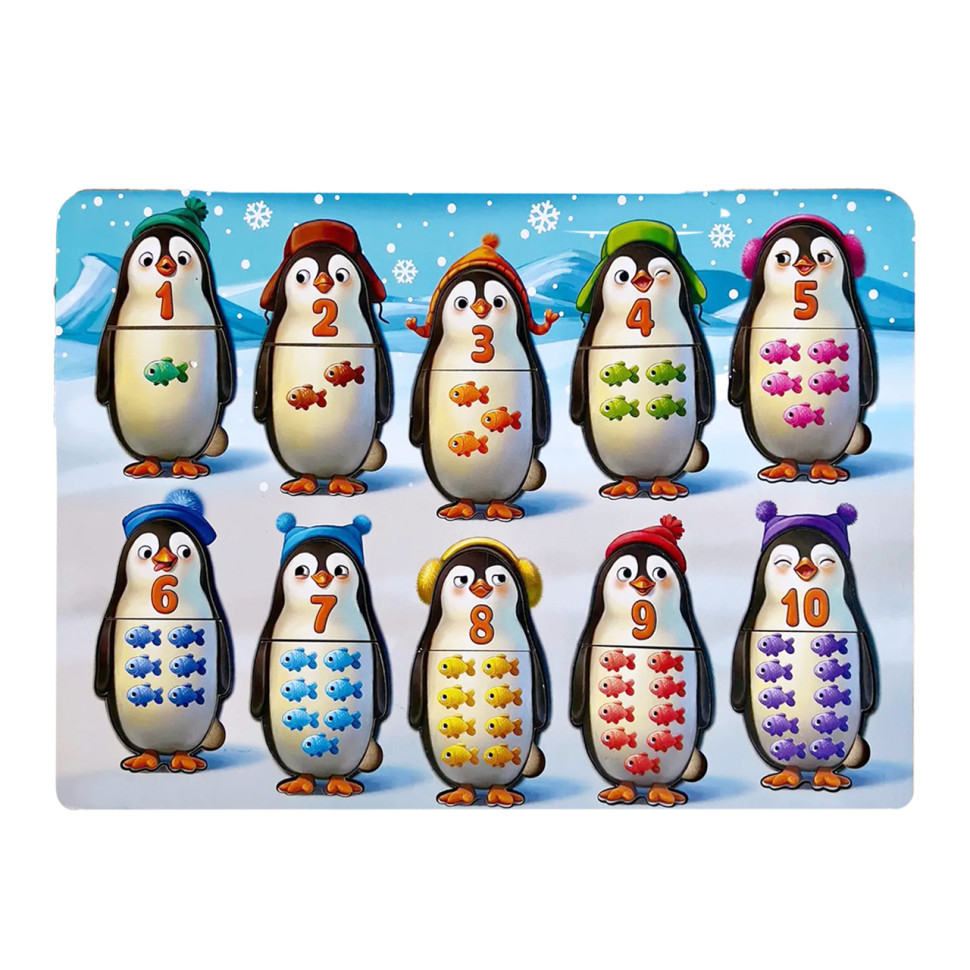 Дерев'яний пазл-вкладиш "Пінгвінчики" Ubumblebees (ПСД164) PSD164 рахунок, фото 1