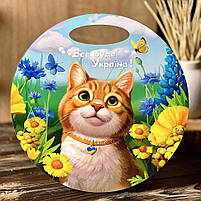 Дерев'яна сувенірна дошка "Рудий котик" Ubumblebees (ПСФ155) PSF155 кругла, фото 2