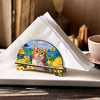 Дерев'яна серветниця "Рудий котик" Ubumblebees (ПСФ153) PSF153 декоративна, фото 2