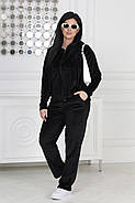 Жіночий велюровий костюм на блискавці з капюшоном (р.46-48,50-52,54-56,58-60), фото 3