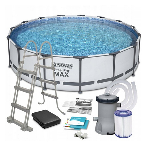 Бассейн каркасный Bestway 56488 (457х107см) с лестницей и картриджным ...