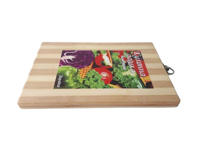 Бамбукова обробна кухонна дошка для нарізки овочів та продуктів прямокутна маленька Бамбук 22*32 cm