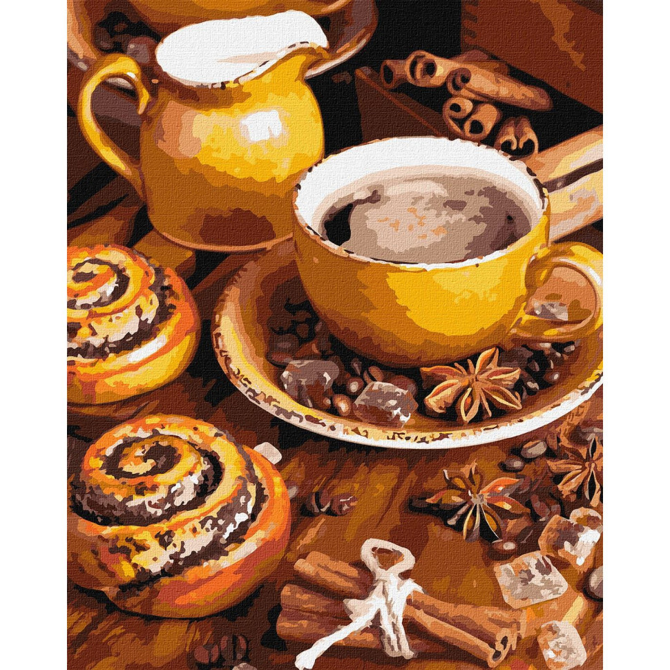 Картина за номерами mebelime "Кавова насолода" Ідейка KHO5667 40х50 см, фото 1