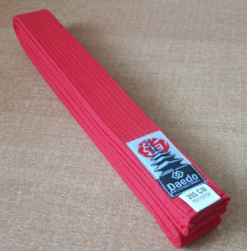 Пояс кімоно червоний Daedo 285 см для тхеквондо карате дзюдо теквондо айкідо бойових єдиноборств одяг