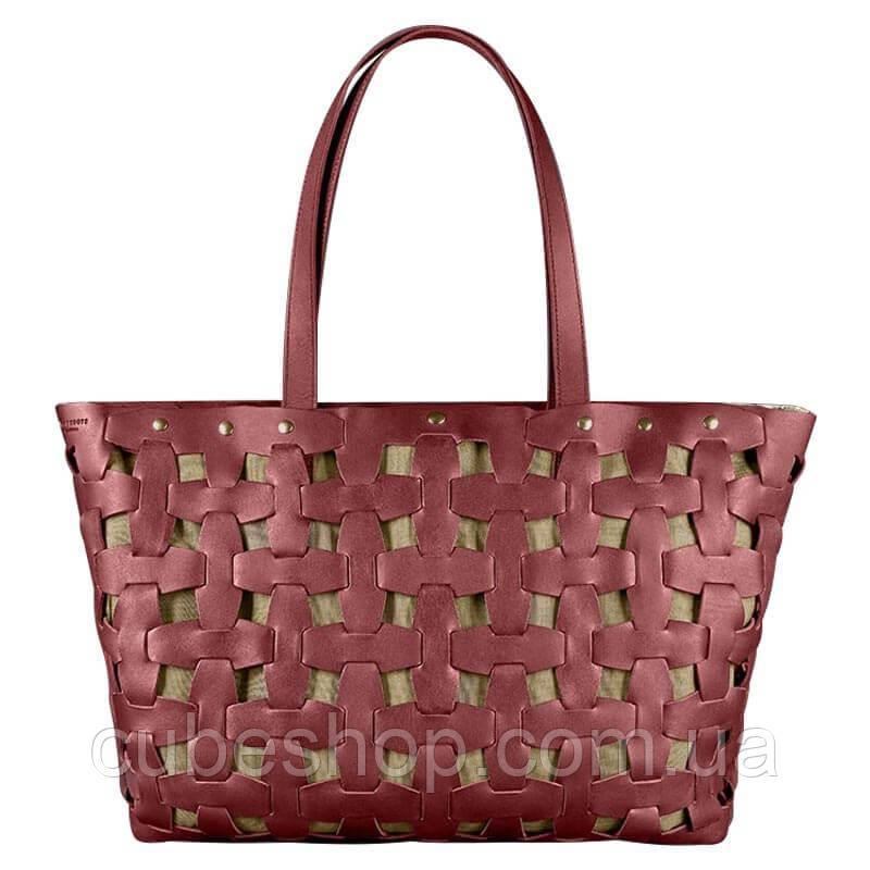 Сумка-шоппер зі шкіри "Пазл XL" (бордова)