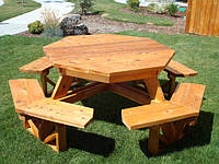 Комплект садовой мебели из массива сосны стол и лавки Геометрия