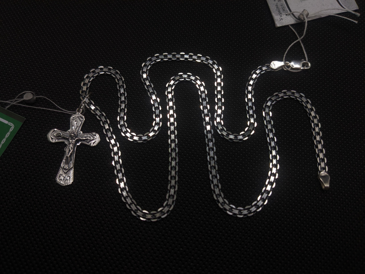 Купить Серебряная цепочка мужская с крестиком 925 пробы 55 см, цена ...