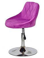 Стілець Foro (Форо) CH-Base бузковий 1022 велюр на круглій хромованій опорі, з регулюванням висоти, фото 3