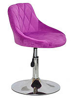 Стілець Foro (Форо) CH-Base бузковий 1022 велюр на круглій хромованій опорі, з регулюванням висоти, фото 4