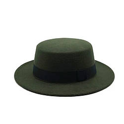 Стильна фетровий капелюх Канотьє з стрічкою Болотяний