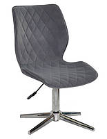 Стілець Toni Modern Base сірий 1004 оксамит на хромованій хрестовині зі стопками, фото 2