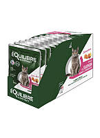 Упаковка влажного корма eQuilibre для взрослых и стерилизованных кошек с лососем, ананасом и клюквой (кусочки
