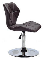 Стілець Greg CH-Base коричневий 1015 шкірзам на хромованій опорі-бліні, поворотний із регулюванням висоти, фото 4