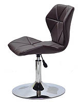 Стілець Greg CH-Base коричневий 1015 шкірзам на хромованій опорі-бліні, поворотний із регулюванням висоти, фото 3