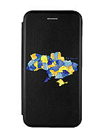 Чехол-книжка с рисунком для Xiaomi Redmi 10С Черный :: Карта Украины (принт 261)