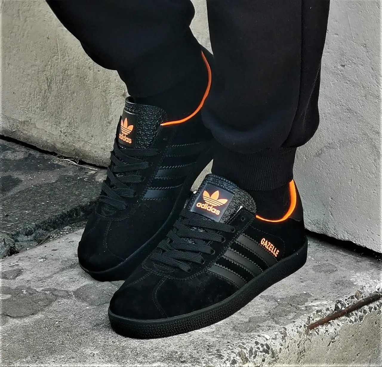 Adidas gazelle black original sales