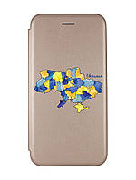 Чехол-книжка с рисунком для Samsung Galaxy A12 Золотой :: Карта Украины (принт 261)