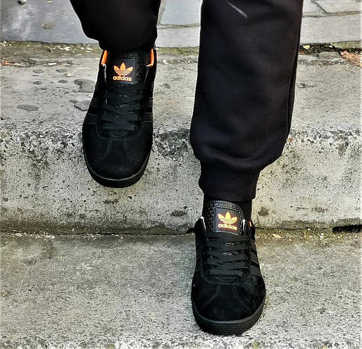 Купить Классические Кроссовки Adidas Gazelle Black Черные Адидас Газель ...