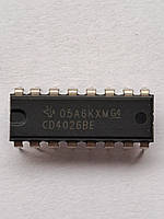 Микросхема Texas Instruments CD4026BE DIP16 (аналог К176ИЕ4)