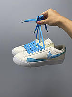 Женские кроссовки Nike Blazer Low '77 Vintage Leather 'Sky Logo' кажные найк голубые