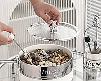 Менажниця для цукерок, горішків, сухофруктів на 4 відділення з кришкою