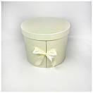 Кругла 2х ярусна подарункова коробка  d=25 h=21 см молочна, фото 2