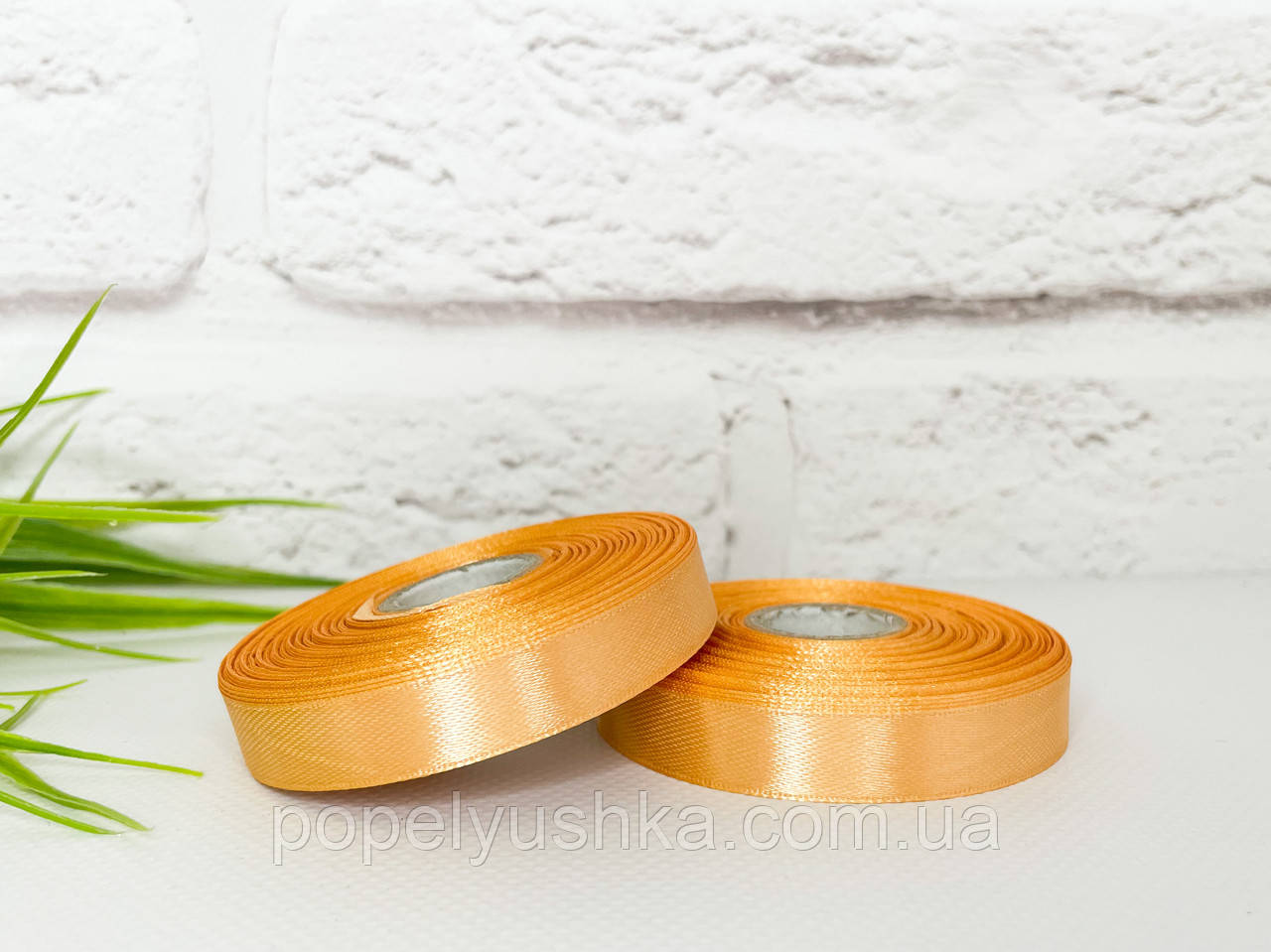 Стрічка атласна 1,2 см карамельна, фото 1
