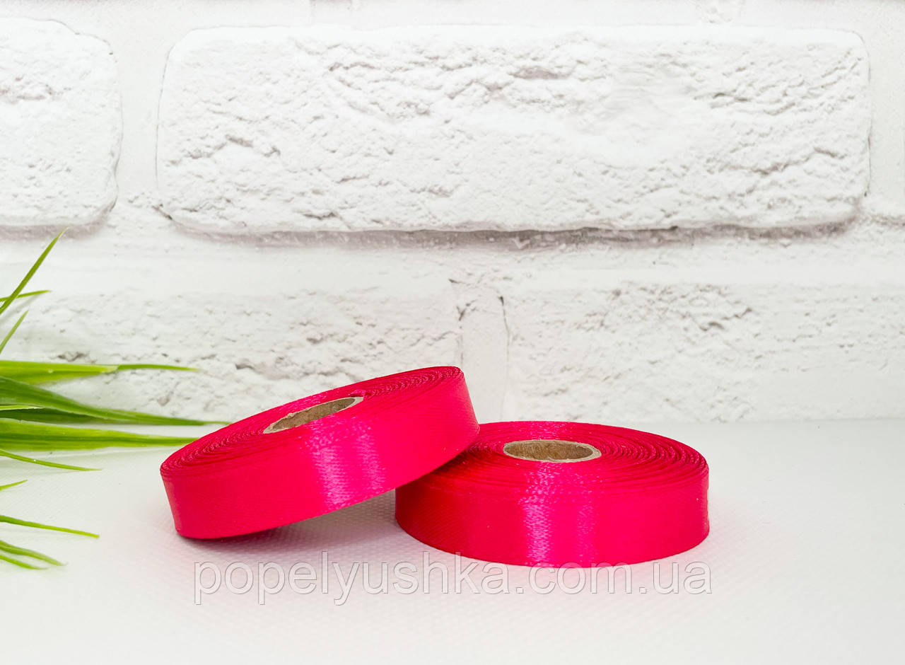 Стрічка атласна 1,2 см яскраво-рожева ( неон), фото 1