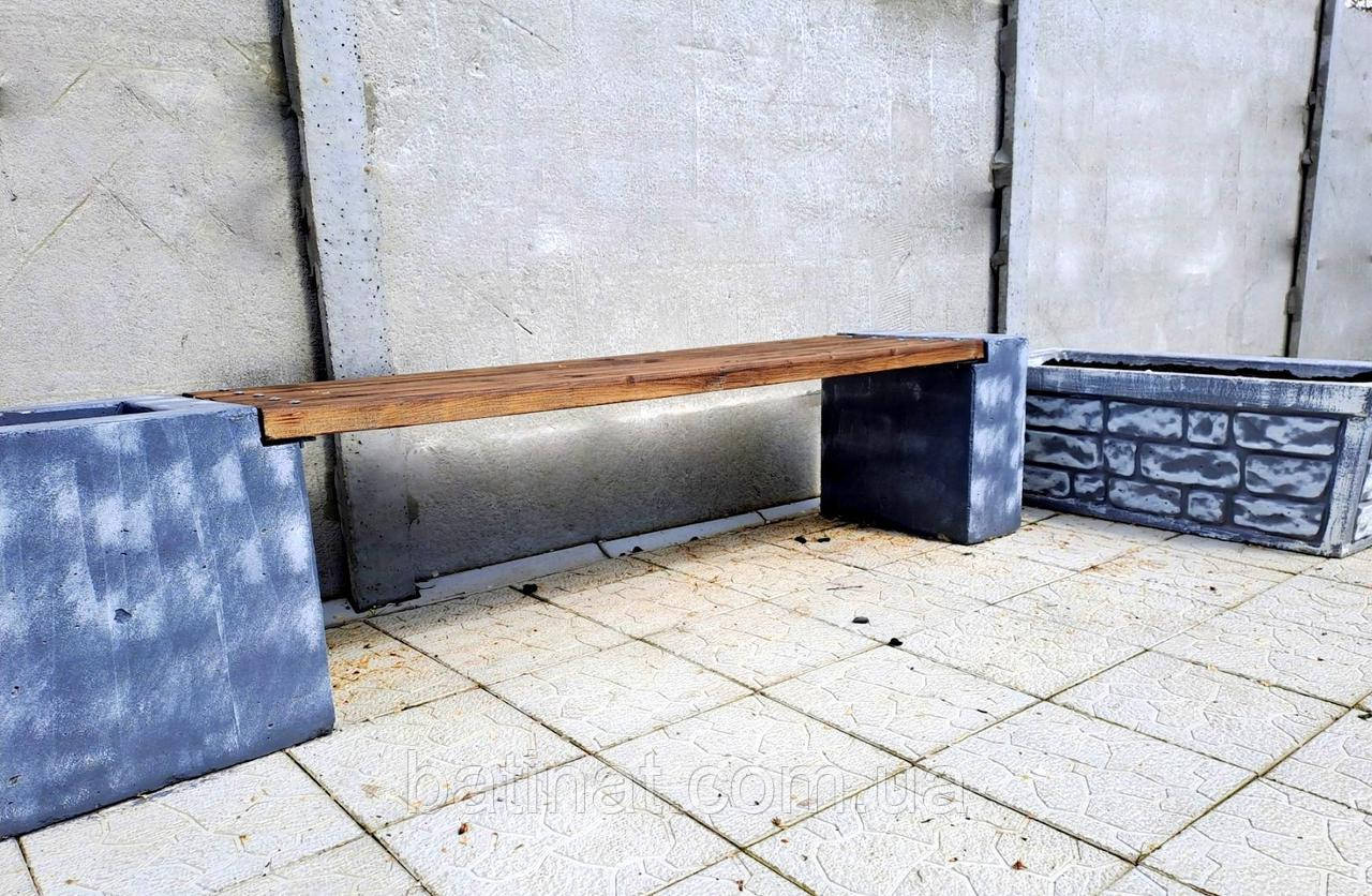 Бетонная скамейка "Лофт" с кашпо крашеная, лавка из бетона - фото 2 - id-p1817978558