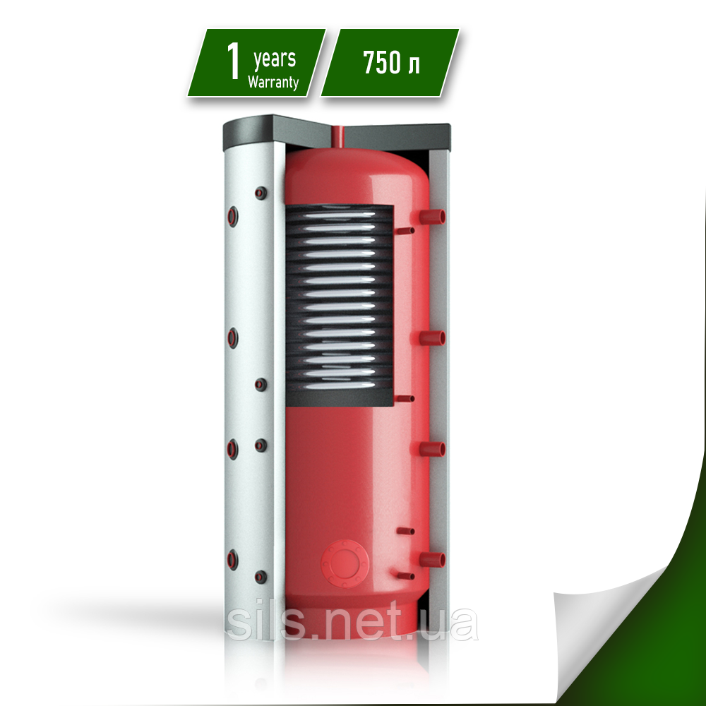 Буферна ємність Теплобак ВТА-2 750 л. з чорної сталі Верхній теплообмінник 3,1 м², фото 1