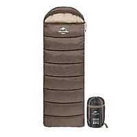 Спальный мешок кокон с капюшоном Naturehike U150 NH20MSD07, (11°C), левый, коричневый