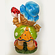 Садова фігура гном дівчинка з полуницею 41 см, фото 2