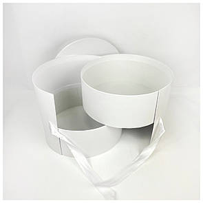 Кругла 2х ярусна подарункова коробка d=25 h=21 см біла