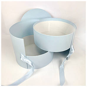 Кругла 2х ярусна подарункова коробка d=25 h=21 см голуба