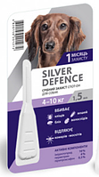 Срібний Захист для собак 4-10 кг Silver Defence краплі на холку від бліх, кліщів, 1 піпетка