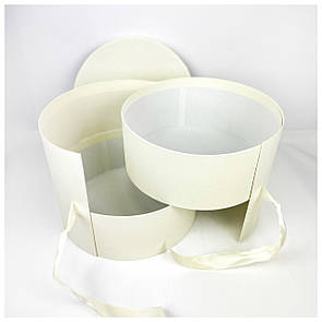 Кругла 2х ярусна подарункова коробка d=25 h=21 см молочна