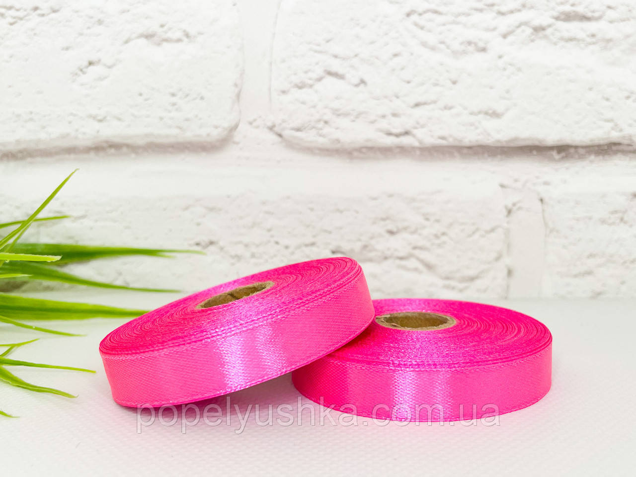 Стрічка атласна 1,2 см насичено-рожева, фото 1