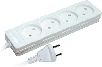 Подовжувач E.NEXT 4 розетки, 3м, без заземлення, baby protect - білий