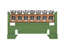 Шина нульова E.NEXT 7 отворів, ізольована зелена для DIN-рейки, фото 2