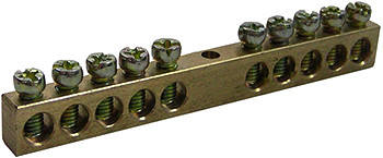 Шина нульова E.NEXT на DIN-рейку, 20А, 8 отворів, латунь, без ізоляції, фото 1