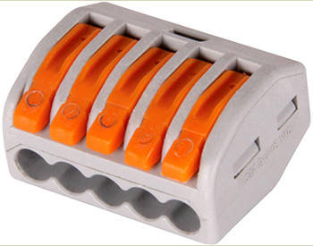 Клемна колодка E.NEXT на 5 контактів з важелем, AC/DC 12-240 В, компактна, фото 1