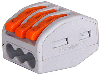 Клемна колодка E.NEXT трійна з важелем, для AC/DC 12-240 В, 3 контакти