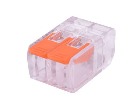 Клемна колодка E.NEXT подвійна з натискним важелем, для 2 проводів, компактна, фото 1