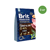 Brit Premium Light Turkey 3 кг Сухой корм для собак с избыточным весом со вкусом индейки