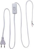 Шнур с вилкой и переключателем e.wire. switch / plug. white, белый, 2х0,75, 1,5М