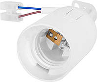 Патрон пластиковый подвесной e.lamp socket pendant.E27.pl.white, Е27, с кабелем 15 см и клеммной колодкой,